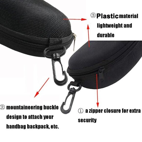 Portable Zipper Sunglasses Carry Box Case Eye Glasses Clam Hard Shell Protector - Picture 3 of 5